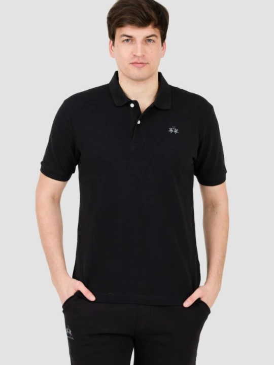 Zdjęcie produktu LA MARTINA Czarne męskie polo z małym logo, Rozmiar XXL