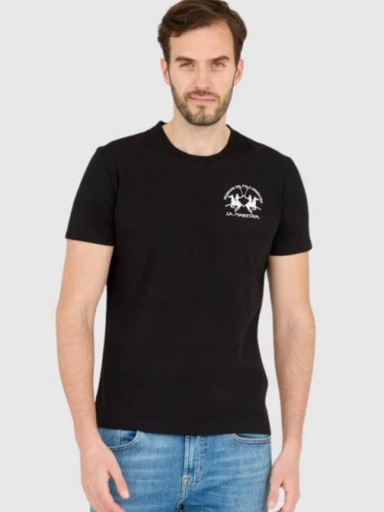 Zdjęcie produktu LA MARTINA Czarny męski t-shirt Regular Fit, Rozmiar M