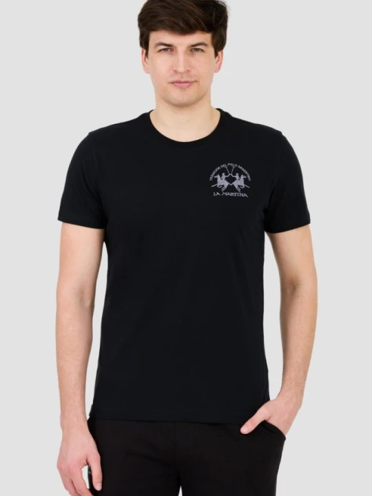 Zdjęcie produktu LA MARTINA Czarny męski t-shirt z dużym logo, Rozmiar XL