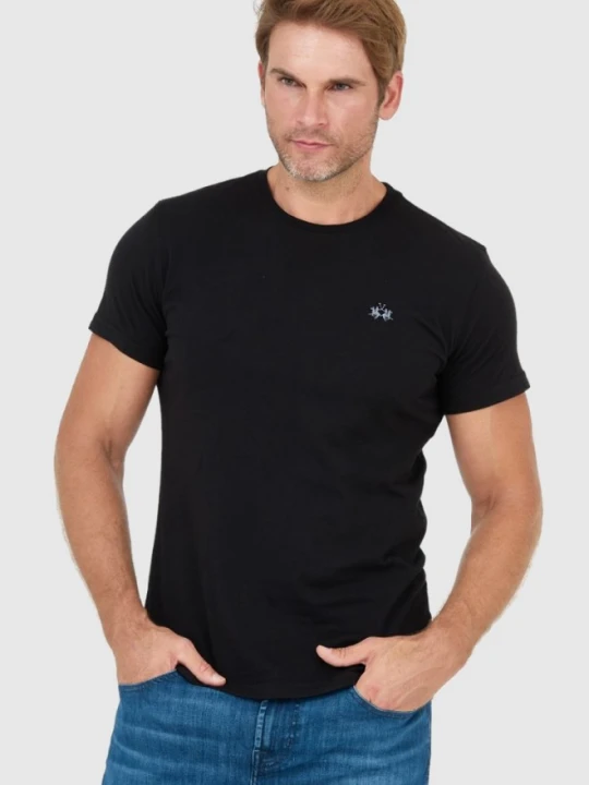 Zdjęcie produktu LA MARTINA Czarny t-shirt męski z wyszywanym logo, Rozmiar XL