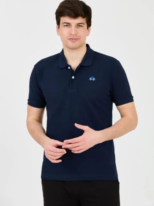 Zdjęcie produktu LA MARTINA Granatowe męskie polo z małym logo, Rozmiar XL Niebieski
