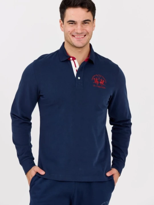 Zdjęcie produktu LA MARTINA Granatowy męski longsleeve polo HEAVY JERSEY, Rozmiar XL Niebieski