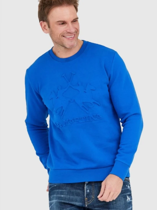 Zdjęcie produktu LA MARTINA Niebieska bluza męska z tłoczonym logo, Rozmiar XL