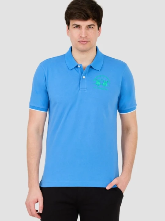 Zdjęcie produktu LA MARTINA Niebieskie męskie polo z dużym logo, Rozmiar XL
