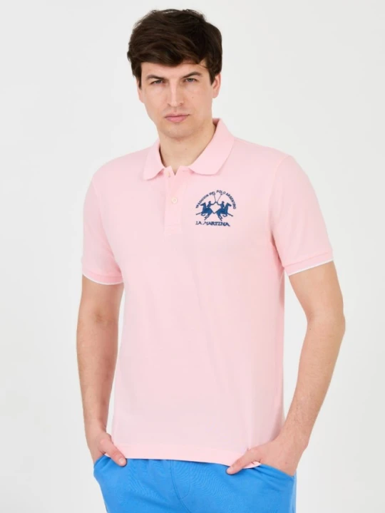 Zdjęcie produktu LA MARTINA Różowe męskie polo z dużym logo, Rozmiar XL