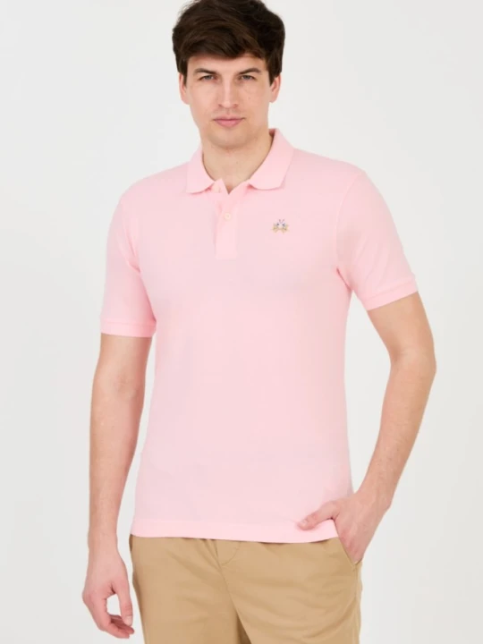 Zdjęcie produktu LA MARTINA Różowy męski t-shirt z małym logo, Rozmiar L