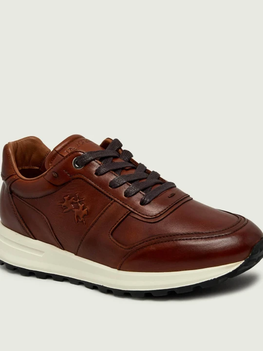 Zdjęcie produktu La Martina Skórzane sneakersy Dustin koniakowy