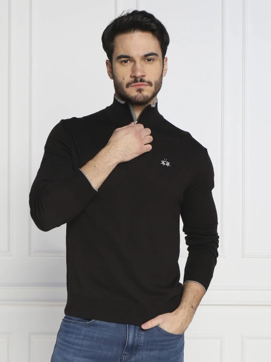Zdjęcie produktu La Martina Sweter yw020 | Slim Fit | z dodatkiem wełny czarny
