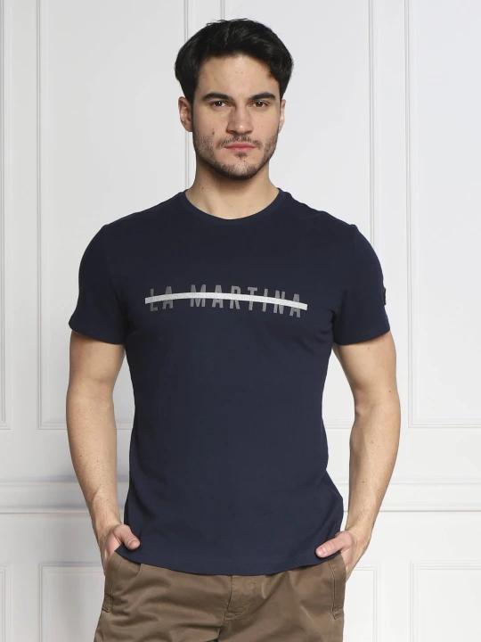 Zdjęcie produktu La Martina T-shirt | Regular Fit | z dodatkiem lnu granatowy