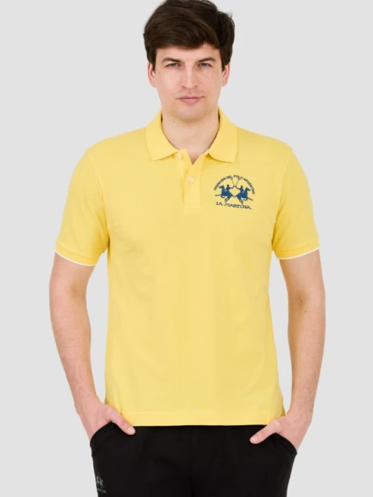 Zdjęcie produktu LA MARTINA Żółte męskie polo z dużym logo, Rozmiar XL