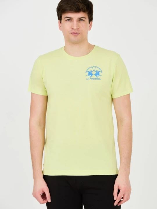 Zdjęcie produktu LA MARTINA Żółty męski t-shirt z dużym logo, Rozmiar XXL