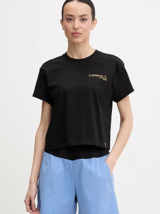 Zdjęcie produktu La Sportiva T-shirt trekkingowy damski bawełniany Since 1928 Crop czarny