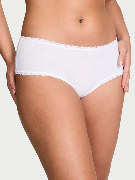 Zdjęcie produktu Lacie Majtki bawełniane z koronką na krawędziach Lace-Waist Cheeky Victoria's Secret Biały