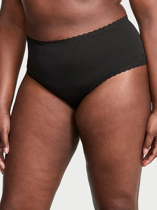 Zdjęcie produktu Lacie Majtki bawełniane z koronką na krawędziach Lace-Waist Cheeky Victoria's Secret Czarny