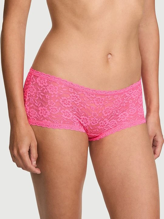 Zdjęcie produktu Lacie Majtki koronkowe szorty z niskim stanem Boyshort Victoria's Secret Różowy