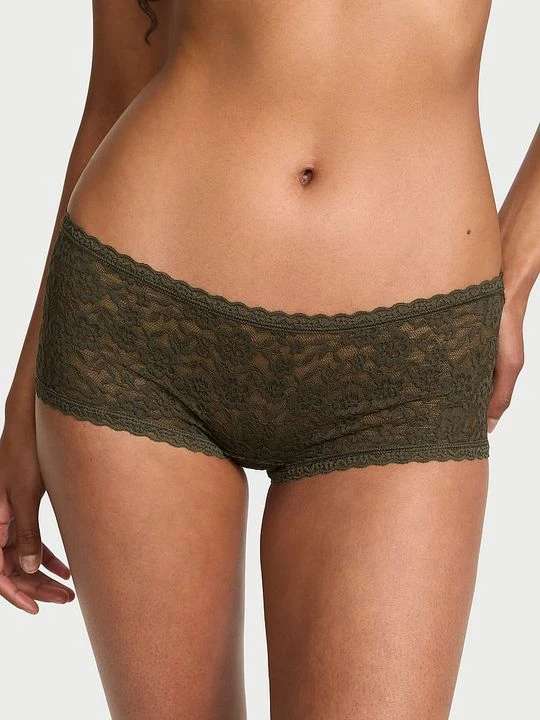 Zdjęcie produktu Lacie Majtki koronkowe szorty z niskim stanem Boyshort Victoria's Secret Zielony