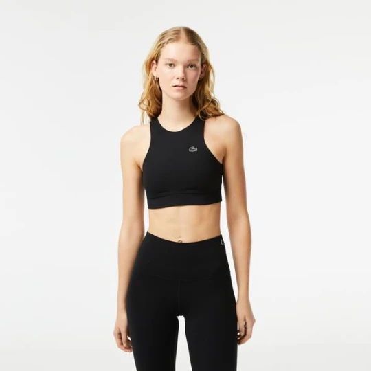 Zdjęcie produktu Lacoste Active Kadın Slim Fit Kolsuz Bisiklet Yaka Baskılı Mavi Bra