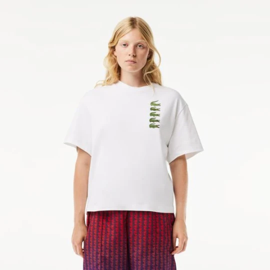 Zdjęcie produktu Lacoste Bawełniana koszulka Oversize Iconic Croc Print