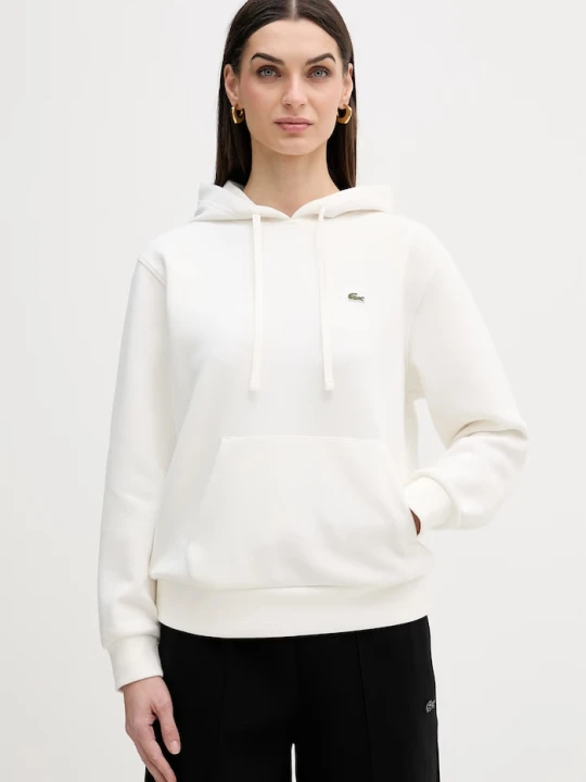 Zdjęcie produktu Lacoste bluza z kapturem damska z bawełną beżowy