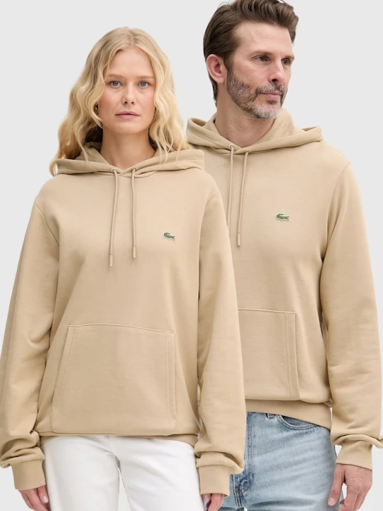 Zdjęcie produktu Lacoste bluza z kapturem bawełniana beżowy