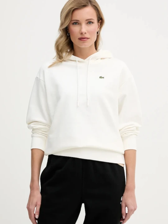 Zdjęcie produktu Lacoste bluza z kapturem damska bawełniana beżowy