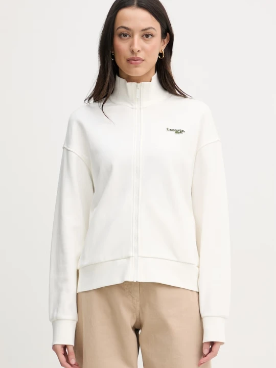 Zdjęcie produktu Lacoste bluza rozpinana damska z bawełną beżowy