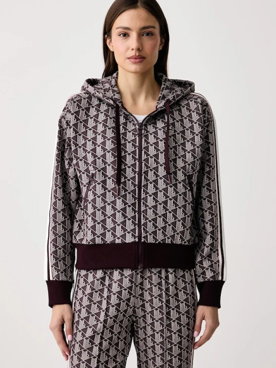 Zdjęcie produktu Lacoste bluza rozpinana z kapturem damska z bawełną fioletowy