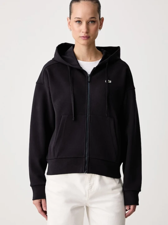 Zdjęcie produktu Lacoste bluza rozpinana z kapturem damska z bawełną granatowy