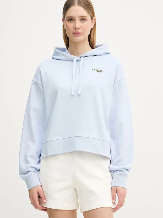 Zdjęcie produktu Lacoste bluza z kapturem damska z bawełną niebieski