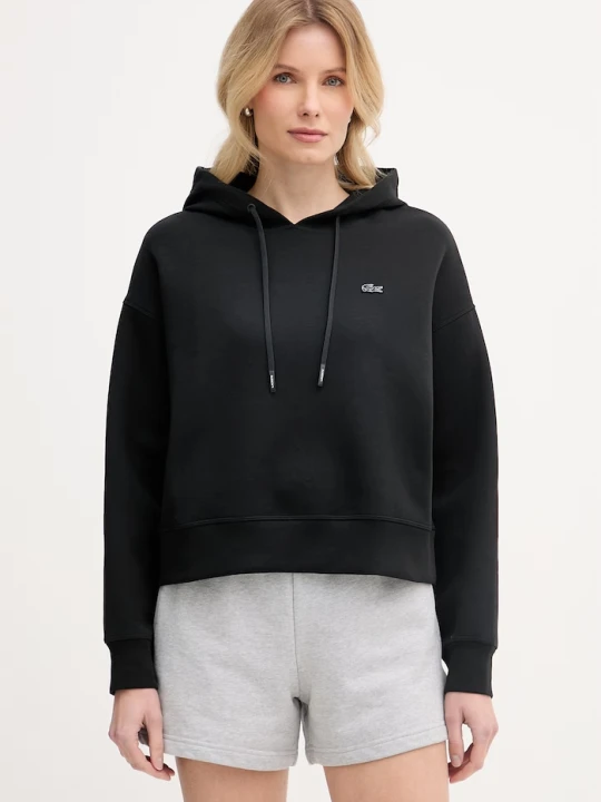 Zdjęcie produktu Lacoste bluza z kapturem damska z bawełną czarny