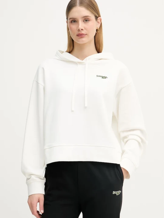 Zdjęcie produktu Lacoste bluza z kapturem damska z bawełną beżowy