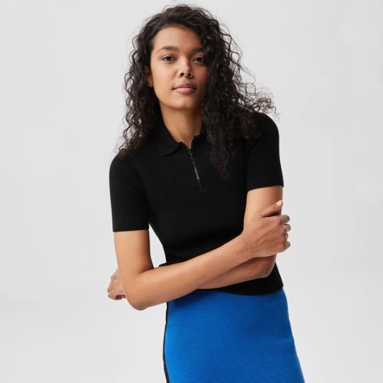 Zdjęcie produktu Lacoste Active Kadın Relaxed Fit Kısa Kollu Polo Yaka Siyah Triko