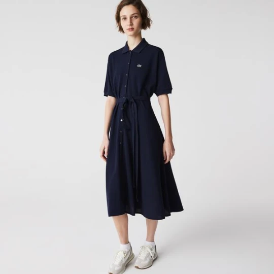 Zdjęcie produktu Damska Sukienka Polo Z Bawełny Piki Z Paskiem Lacoste