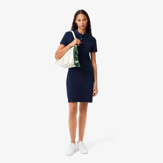 Zdjęcie produktu Lacoste Damska sukienka polo z elastycznej bawełny piki NIEBIESKI