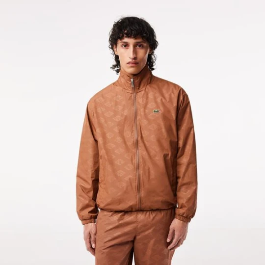 Zdjęcie produktu Lacoste Erkek Dik Yaka Baskılı Kahverengi Mont