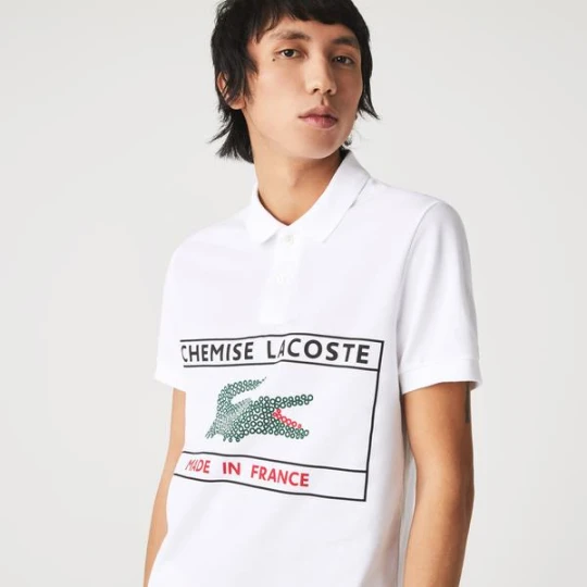 Zdjęcie produktu Lacoste Erkek Regular Fit Baskılı Beyaz Polo