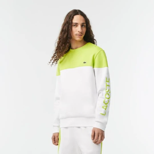 Zdjęcie produktu Lacoste Erkek Regular Fit Bisiklet Yaka Renk Bloklu Beyaz Sweatshirt