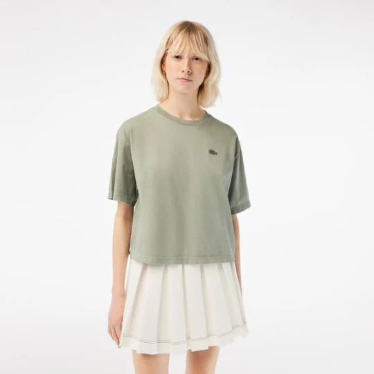 Zdjęcie produktu Lacoste Kadın Oversize Bisiklet Yaka Açık Yeşil T-Shirt