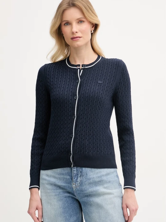Zdjęcie produktu Lacoste kardigan damski z bawełną granatowy