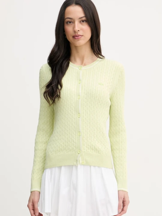 Zdjęcie produktu Lacoste kardigan damski z bawełną zielony