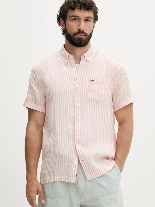 Zdjęcie produktu Lacoste koszula męska lniana różowy