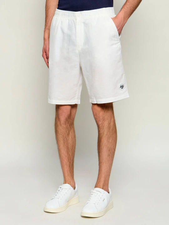 Zdjęcie produktu Lacoste Lniane szorty | Lacoste x Roland Garros | Regular Fit biały