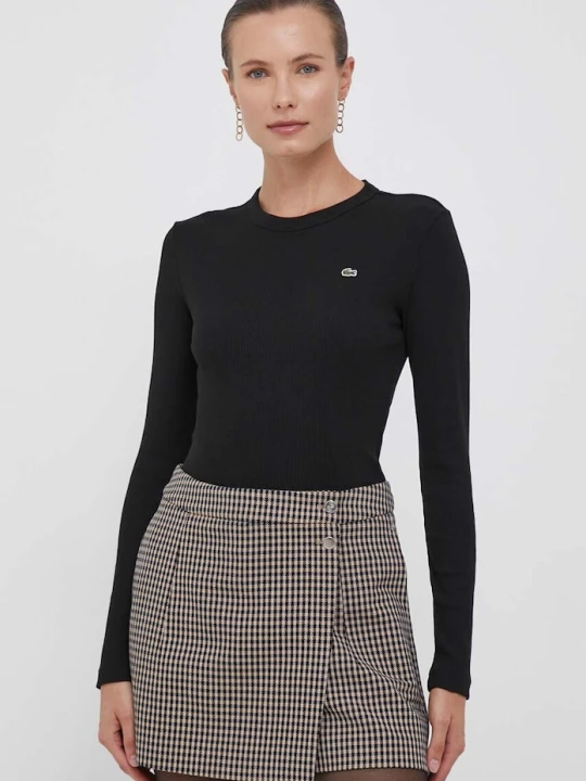 Zdjęcie produktu Lacoste longsleeve damski bawełniany czarny