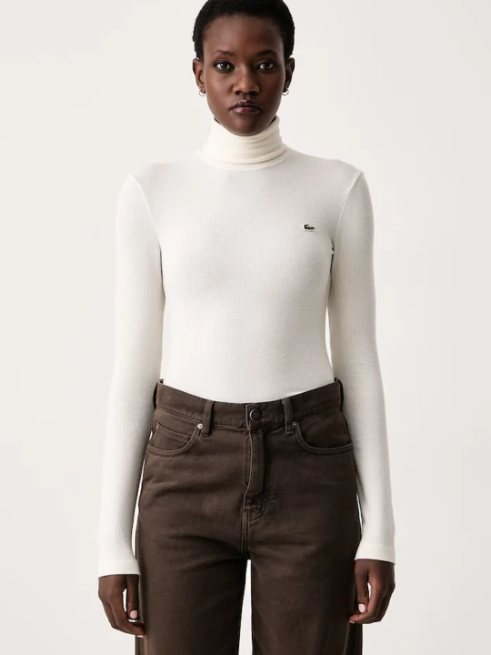 Zdjęcie produktu Lacoste longsleeve damski z wełną beżowy