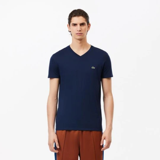 Zdjęcie produktu Lacoste Męski T-Shirt Z Dekoltem W Kształcie Literyz Dżerseju Z Bawełny Pima