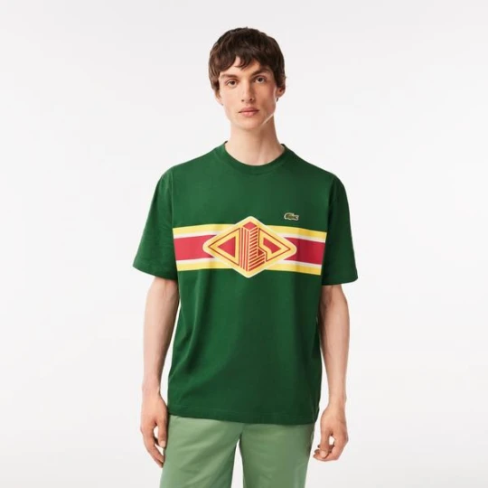 Zdjęcie produktu Lacoste męski T-shirt z okrągłym dekoltem i nadrukiem Loose Fit