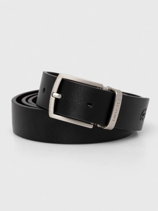 Zdjęcie produktu Lacoste pasek skórzany z wymiennymi klamrami czarny