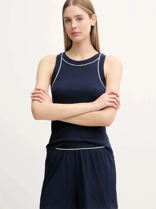 Zdjęcie produktu Lacoste piżama dwuczęściowa damska bawełniana z elastanem granatowy