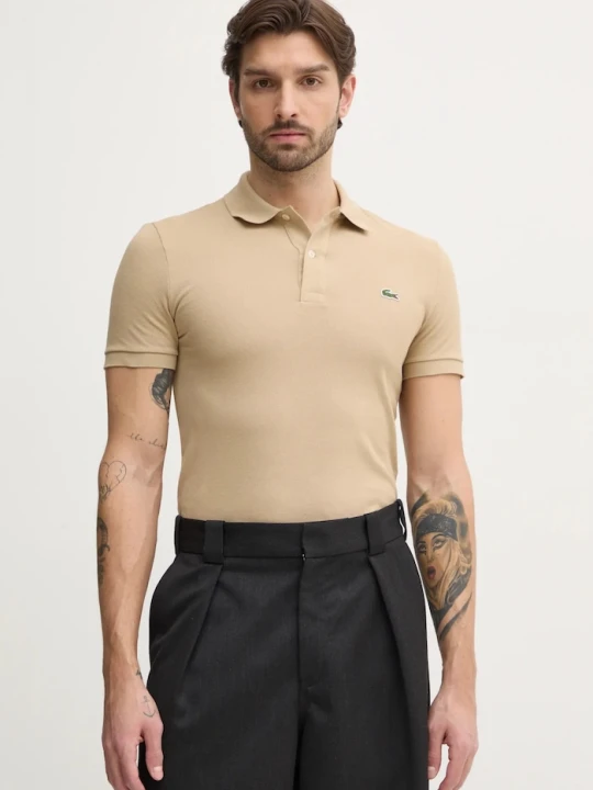 Zdjęcie produktu Lacoste polo bawełniane Koszulka Lacoste Pique Polo Shirt PH4012 02S beżowy