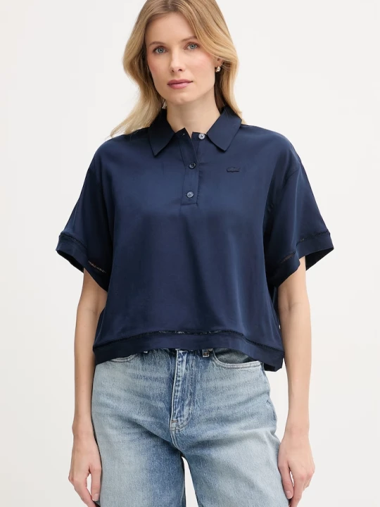 Zdjęcie produktu Lacoste polo damskie z lyocellem granatowy